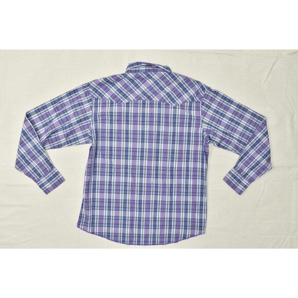 Wrangler Men's Western Snap Button Shirt Purple Plaid Regular Size XXL - Picture 8 of 8